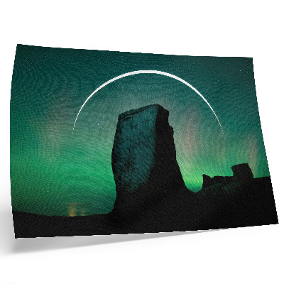 Stampa su tela moderna cielo notturno roccia tonalità verdi atmosfera cosmica