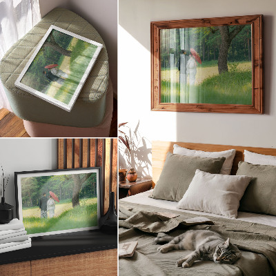 Poster dai colori saturi abiti tradizionali ombrello prato verde alberi