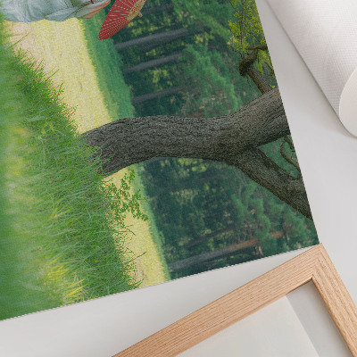 Poster dai colori saturi abiti tradizionali ombrello prato verde alberi