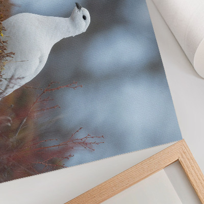 Poster Un uccello bianco in un ambiente invernale