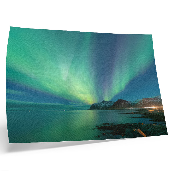 Stampa su tela moderna Aurora boreale sul mare, un'atmosfera magica