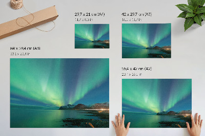 Stampa su tela moderna Aurora boreale sul mare, un'atmosfera magica
