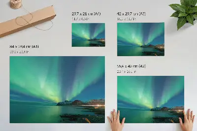 Stampa su tela moderna con aurora boreale sul mare