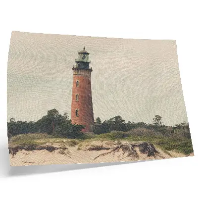 Poster murale di alta qualità faro tra la sabbia e gli alberi ispirato all'armonia della natura