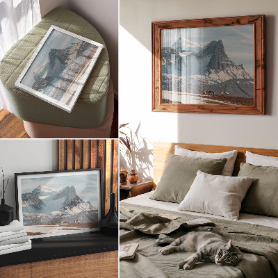 Poster dai colori saturi Montagne pittoresche, renne, pace, paesaggio invernale