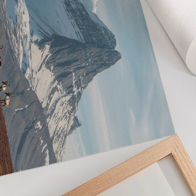 Poster dai colori saturi Montagne pittoresche, renne, pace, paesaggio invernale