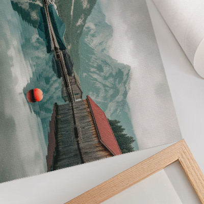 Poster Lago di montagna riflesso pace barche di legno
