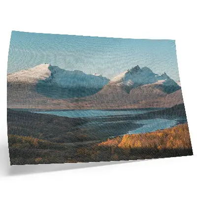Stampa su tela moderna con paesaggio montano e colori autunnali vivaci