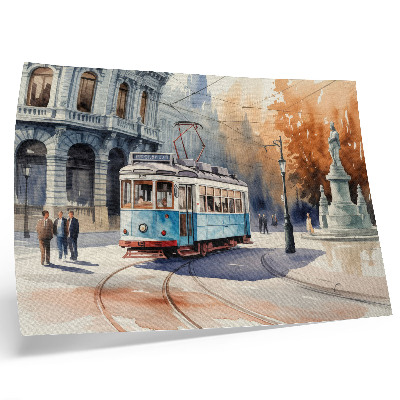 Poster Eleganza acquerellata del tram cittadino d'epoca
