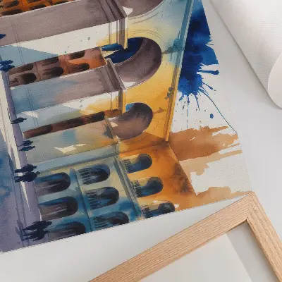 Poster Architettura urbana acquerelli con archi eleganti dai colori saturi