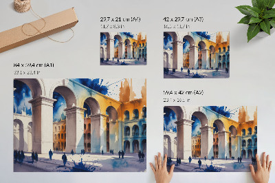 Poster dai colori saturi Architettura urbana, acquerelli che macchiano archi eleganti