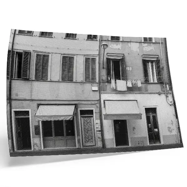 Poster murale di alta qualità facciata di palazzo in stile minimalista con contrasto bianco e nero