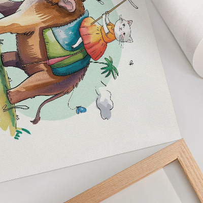 Stampa su tela moderna Gatto su un mammut, fantasia, natura, magia