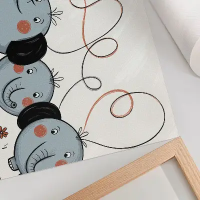 Poster elefanti con palloncini a tema pulizia, divertimento e gioia