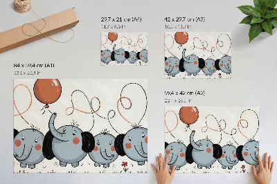 Poster Elefanti con palloncini, pulizia, divertimento, gioia