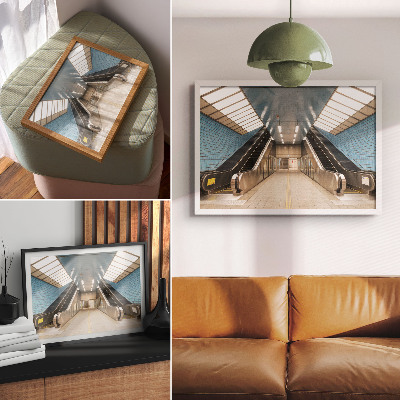 Poster Piastrelle blu, scale moderne, simmetria