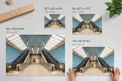 Poster Piastrelle blu, scale moderne, simmetria