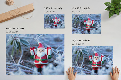 Stampa su tela moderna Babbo Natale con i regali in un'ambientazione invernale