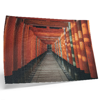 Poster murale di alta qualità simmetria delle colonne del tunnel arancione profondità