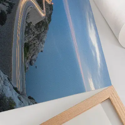 Poster murale di alta qualità paesaggio notturno con lanterna e strada tortuosa