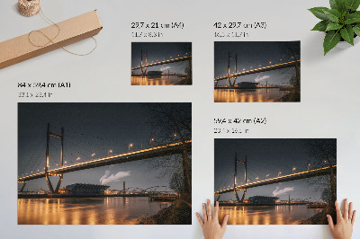 Stampa su tela moderna Ponte di notte, struttura moderna, atmosfera tranquilla