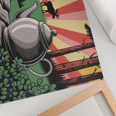 Poster Una scena forestale dinamica e ricca di dettagli.
