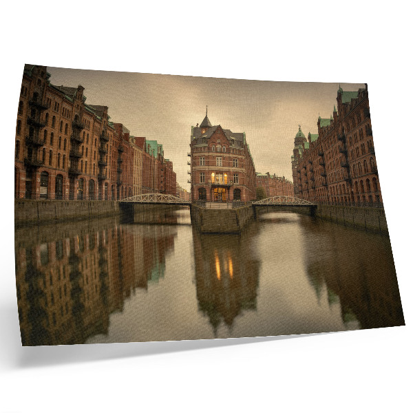 Poster dai colori saturi Edifici storici, canali, acque calme, ponti