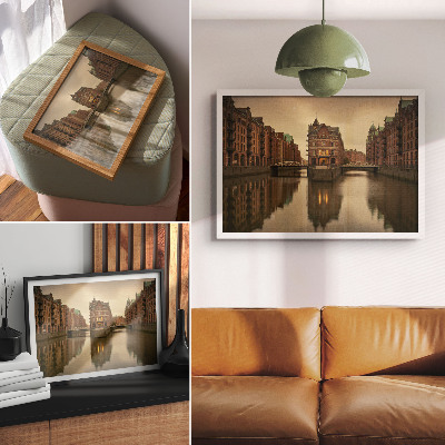 Poster dai colori saturi Edifici storici, canali, acque calme, ponti
