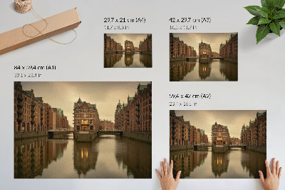 Poster dai colori saturi Edifici storici, canali, acque calme, ponti