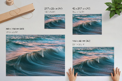 Stampa su tela moderna Onde dinamiche di tramonto turchese e blu