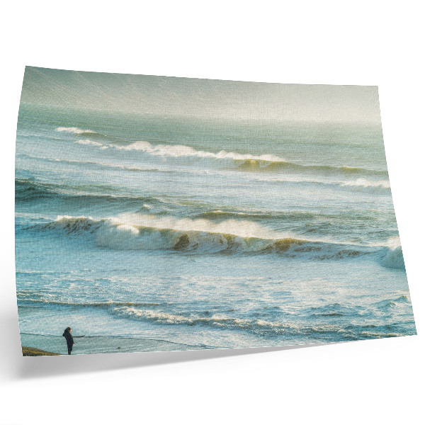Poster dai colori saturi Mare, onde, uomo, riva, natura, dinamica