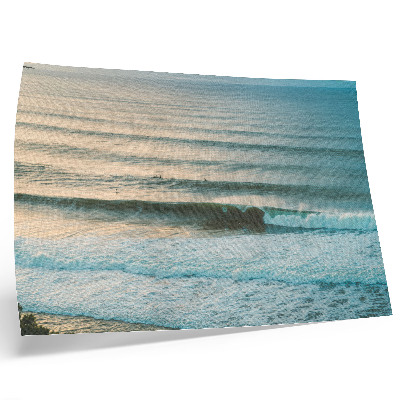 Poster Onde oceaniche, orizzonte calmo, surfisti