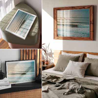 Poster Onde oceaniche, orizzonte calmo, surfisti