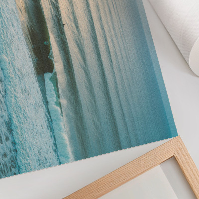 Poster Onde oceaniche, orizzonte calmo, surfisti