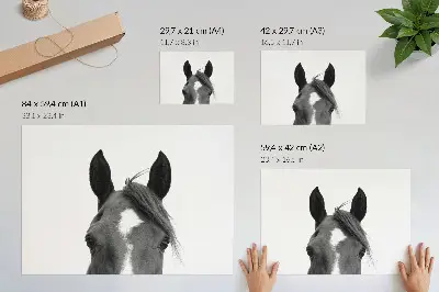 Stampa su tela moderna con fotografia in bianco e nero dell'eleganza equina