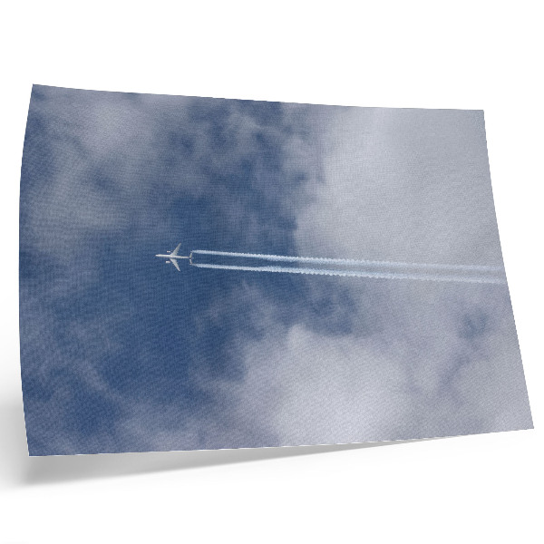 Stampa su tela moderna Aereo nel cielo blu con strisce bianche