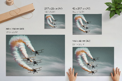 Poster murale di alta qualità Aerei in formazione con strisce arancioni