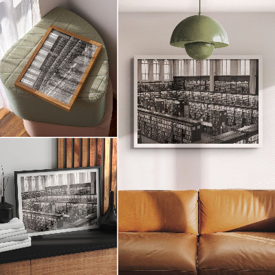 Poster Libreria classica con scaffali in legno