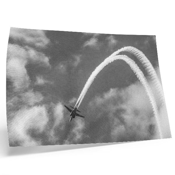 Poster murale di alta qualità Aereo nel cielo con scie di nuvole dinamiche