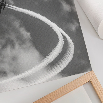 Poster murale di alta qualità Aereo nel cielo con scie di nuvole dinamiche