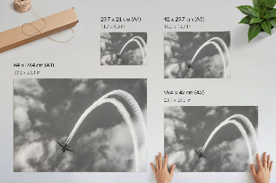 Poster murale di alta qualità Aereo nel cielo con scie di nuvole dinamiche