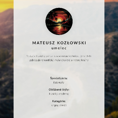 Poster dai colori saturi Veduta della città al tramonto sul mare