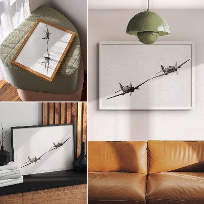 Poster murale di alta qualità Aerei storici in bianco e nero in dinamica di volo
