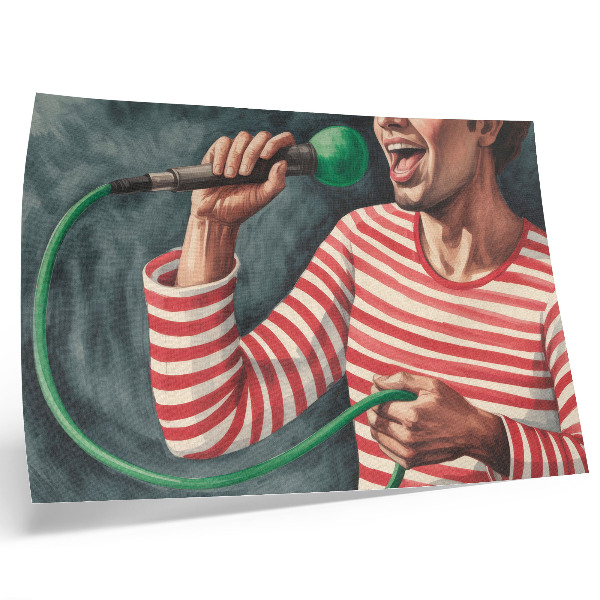 Poster Camicia a righe rosse, microfono verde