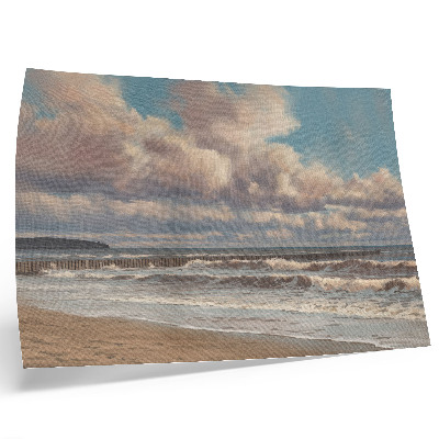 Poster dai colori saturi Mare calmo, nuvole pastello, spiaggia
