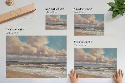 Poster dai colori saturi Mare calmo, nuvole pastello, spiaggia