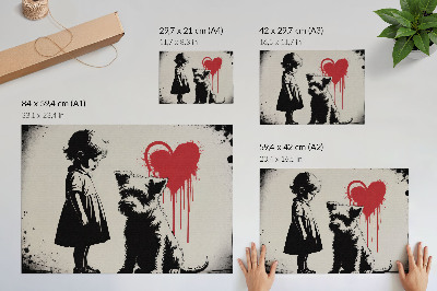 Poster Cuore di cagnolina monocromatico