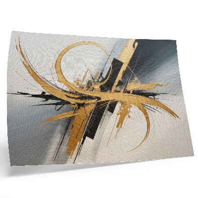 Poster dai colori saturi Motivo dinamico a linee beige e nere