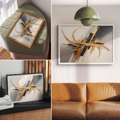 Poster dai colori saturi Motivo dinamico a linee beige e nere