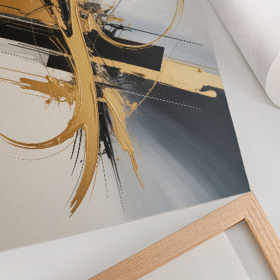 Poster dai colori saturi Motivo dinamico a linee beige e nere